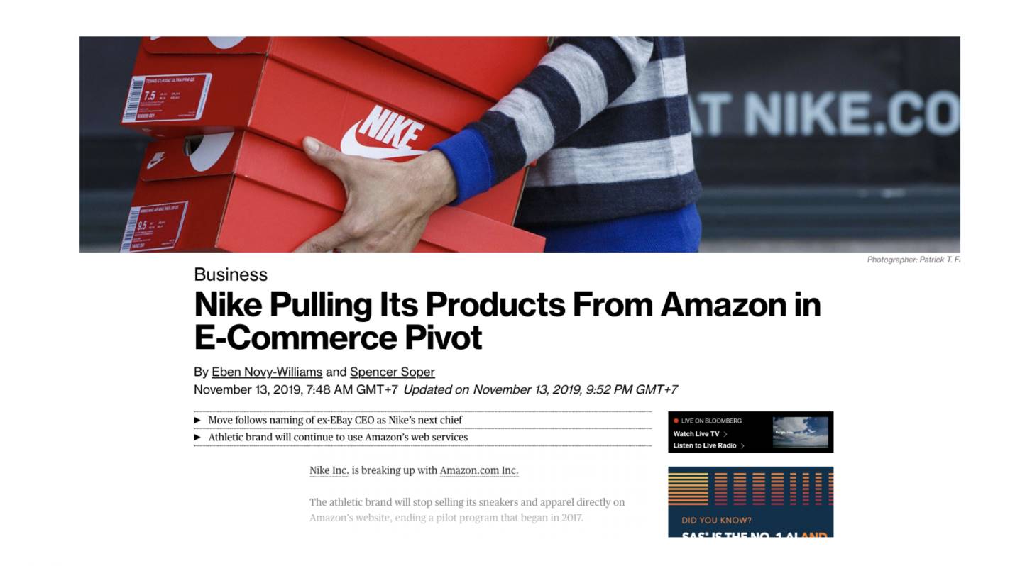 Figure 3. Nike Announces End of Trading Its Products Through Amazon.com